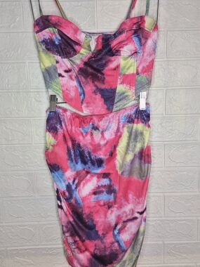 Festival Corset Top Spaghetti Straps  Ruched Mini Skirt Size S Y2K Whimsicalgoth